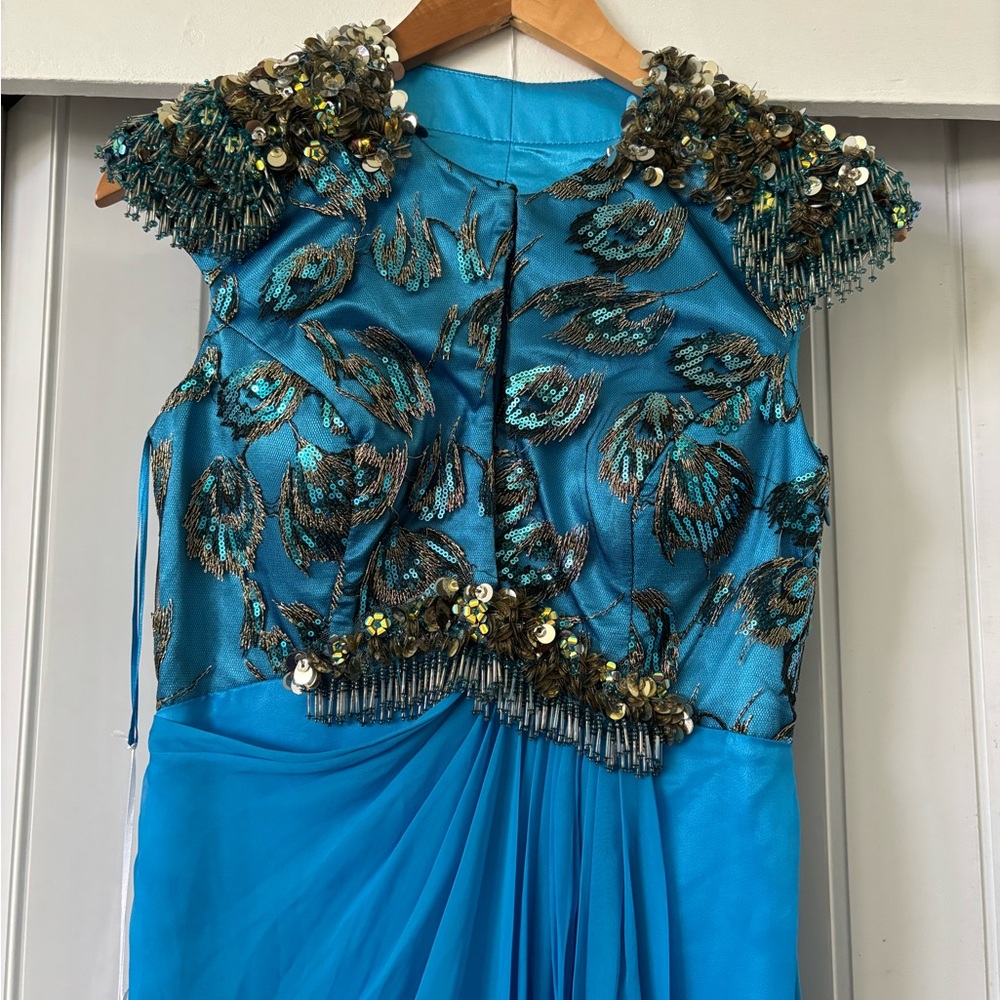 Blue Sequin Embellished Dress
